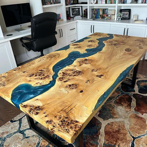 Benzersiz tasarım doğal şekil masa üstü meşe ceviz katı ahşap canlı Edg yemek masası ahşap döşeme - Product Image 6