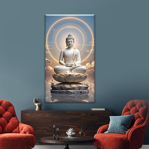 Meditating <strong>Buddha</strong> with Aura <strong>Canvas</strong> Spray <strong>Painting</strong>, Zen Spiritual Wall Art for Home Decor - Product Image 3