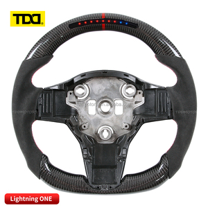 Volante de fibra de carbono TDD LED personalizado con cuero para Tesla Model 3/Y, hecho a medida - Product Image 4