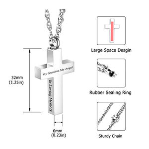 Urn Perhiasan Kenang-kenangan Religius Salib Kristen Urn Kalung Abu Kremasi Liontin Guci Hitam-Ibu Saya; Pahlawan; Malaikat - Product Image 4