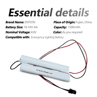 JINTION 4.8V 1500mAh NiMH Baterai Pengganti Lampu Darurat untuk ELP B065 4 Sel 2+2 AA Dual Inline
