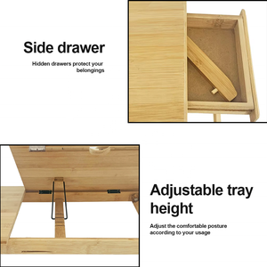 Adjustable Bamboo <strong>Folding</strong> Laptop <strong>Desk</strong> <strong>Custom</strong> <strong>Computer</strong> <strong>Desk</strong> for Home Office or School Foldable Bed Use - Product Image 4