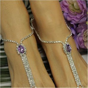 <span class=keywords><strong>Tobillera</strong></span> de Cristal Brillante, Venta Caliente Transfronteriza en Europa y América, Cadena de Garra con Pedrería Superbrillante 2026, Joyería al por Mayor - Product Image 2