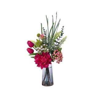 Bouquet de fleurs artificielles Candy Planet, tulipes, dahlias, tissu tissé en plastique, décoration murale, accessoires de mariage, CF02043 - Product Image 5