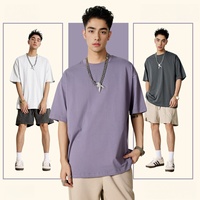 T-shirt ample à manches courtes en coton longue fibre 255 g/m² avec logo personnalisé, couleur unie, style streetwear