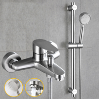 Ensemble de robinet de douche de salle de bain en acier inoxydable 304 mitigeurs de robinet chauds et froids avec pommeau de douche à pluie et jet doux
