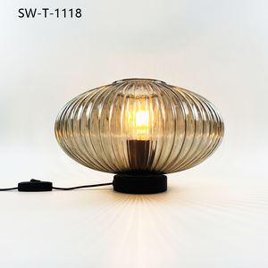 Modern European Hotel Room Table Lamp Decoration <strong>Glass</strong> Led Table Light With Amber Smoky <strong>Lampshade</strong> - Product Image 4
