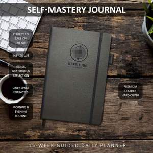 Gratitude Journal Self-Mastery Planner Custom Habit Tracker Leather Hardcover A5 100 Sheets Daily Goal Setting Mindfulness - Product Image 2