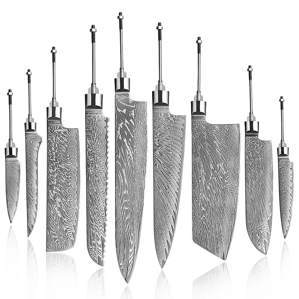 Damascus Steel Blanks 67 Layers VG10 High Hardness Japanese Kitchen Knives Blank Blade Handmade DIY Blade Sharp Knife Billet Set