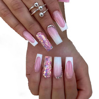 Faux ongles longs ballerine et cercueil personnalisés Faux ongles artificiels Faux ongles French Nail Art Short Luxury Diamond Acrylic