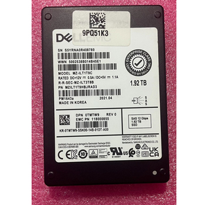 0TMTW9 1.92TB SAS 12Gbps Ri 512e 6.3cm SSD TMTW9 MZ-ILT1T9C MZILT1T9HBJRAD3 หน่วยจัดเก็บข้อมูลความจุสูง 1.92TB สำหรับการจัดเก็บข้อมูลขนาดใหญ่ - Product Image 1