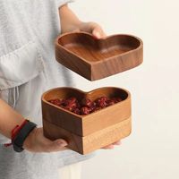 Plateau en bois massif en forme de cœur, empilable, pour collations, fruits, ustensiles de cuisine, décoration de table créative et accessoires