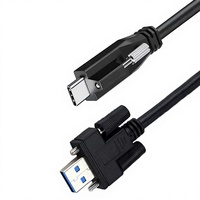 LUNG KAY 1M 2M Kabel USB 3.0 Tipe-C ke USB-A Industri dengan Pengunci Sekrup Transfer Data 10Gbps Pengisian Cepat 5A Kabel Usb-c