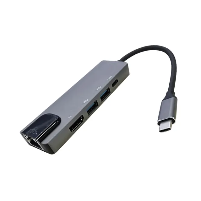 5-in-1 USB-C Hub Type-C ถึง USB3.0 การ์ดเครือข่ายอะแดปเตอร์ HDTV มัลติฟังก์ชั่นขยายท่าเรือสําหรับสถานีเชื่อมต่อแล็ปท็อป