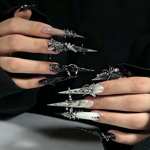 10 Pezzi Decorazioni per Unghie Gotiche in Metallo Teschio Ragno Ala Lancia <span class=keywords><strong>Borchie</strong></span> 3D Punk Scuro Halloween per Manicure - Product Image 3