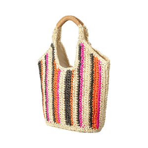 Borsa Tote Intrecciata Colorata in Tinta Unita, Borsa da Spiaggia Artigianale in Paglia per Donna, Stile Vacanza Estiva, Grande Capacità, Casual - Product Image 2