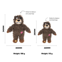 Ours en peluche marron de 11 pouces avec patchs, jouet interactif pour chien, amusant, couineur et pour le jeu de la corde