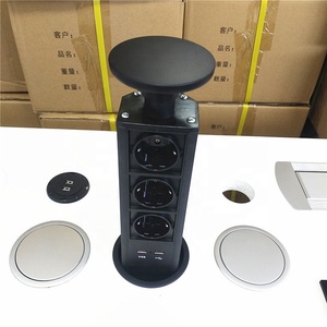 Tutto nero Germania presa di corrente spina di UE <span class=keywords><strong>Punto</strong></span> Da Tavolo di Alimentazione Socket nascosta da cucina Pop up Tirare Presa USB del Caricatore per home office - Product Image 3