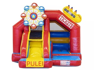 Lussuoso Castello Gonfiabile a Montagne Russe Rosso per Esterni, in PVC da 0,55 mm, Certificato EN14960, Attrazione Sicura per Oltre 3 Passeggeri - Product Image 2