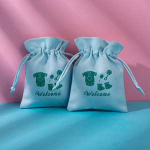 Light Blue Velvet <b>Drawstring</b> Bags 8x10cm 15x20cm Jewelry Packaging Storage <b>Pouches</b> For Rings Pendants Cosmetics Organizing - Product Image 2