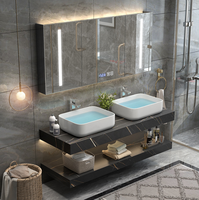 Meuble mural en promotion : Meuble-lavabo moderne de haute qualité avec robinet et miroir