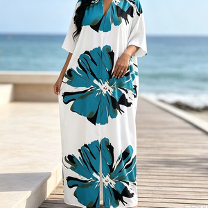 Abbigliamento Casual da Spiaggia e Vacanza per <span class=keywords><strong>Donna</strong></span> <span class=keywords><strong>Taglie</strong></span> Forti, Lunghezza Maxi, <span class=keywords><strong>Elegante</strong></span> e Lussuoso, Stampa Fantasia, 100% Cotone Traspirante - Vendita all'Ingrosso - Product Image 3