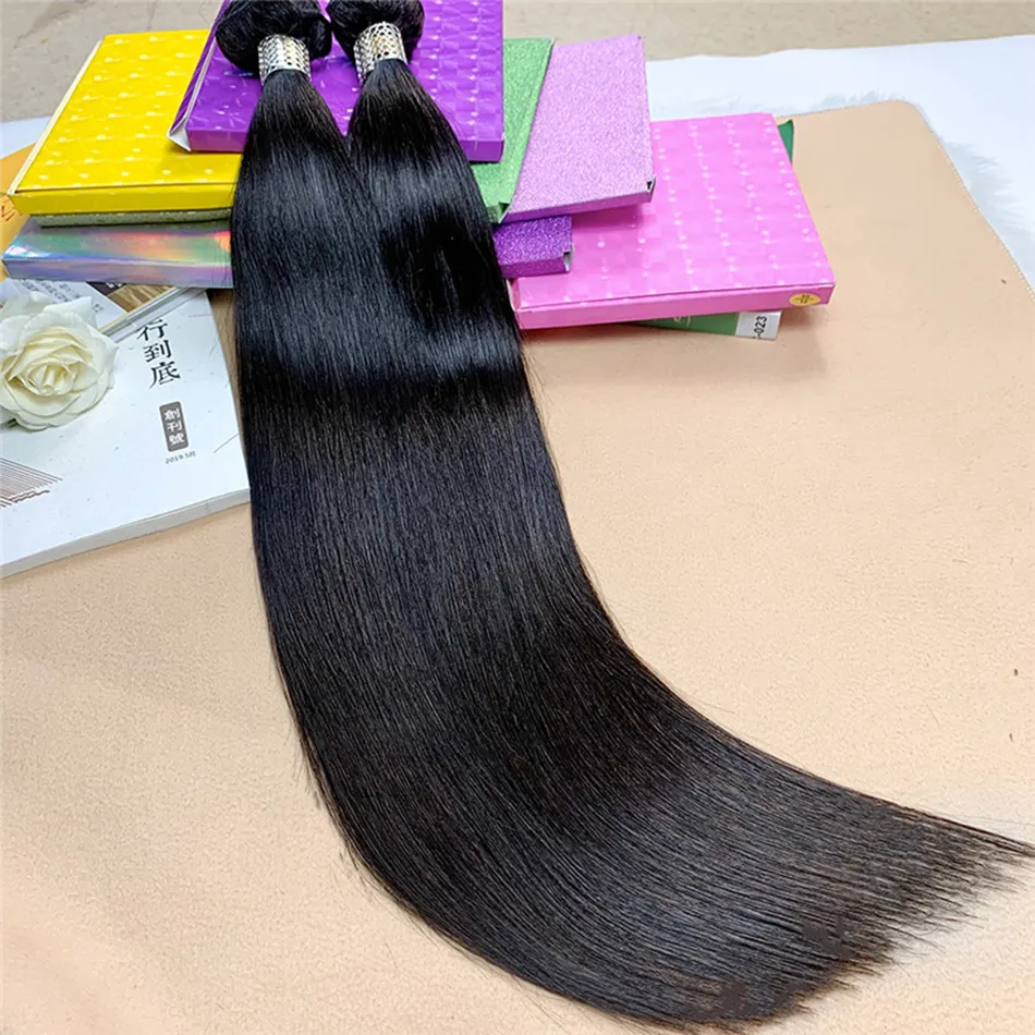 Straight Indian Human Hair Weave Extension Bundles Vendor Wholesale Large Stock Silky Straight Remy Human Hair Weaving Bundles