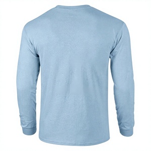 T-shirt en coton à manches longues pour homme, col rond, couleur unie, coupe classique, 100% coton tricoté, tee-shirt basique tendance - Product Image 1