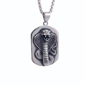 Collar con Colgante de Serpiente Cobra Militar de Acero Inoxidable para Hombre, Diseño Temático de Animales, Joyería de Regalo - Product Image 1