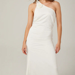 Robe longue en lin florale élégante à une épaule personnalisée pour les mariages de plage et d'été - Product Image 6