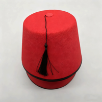 Venta al por mayor rojo marroquí turco Fez sombrero con borla negra sombrero de disfraz de fieltro para Año Nuevo Halloween volver a la escuela fiesta vestir