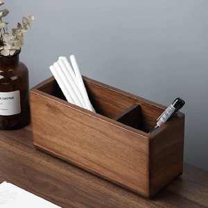 Desktop organizing wooden box storage box, black <b>walnut</b> wood multi-compartment wooden box, <b>coffee</b> <b>table</b> living room storage - Product Image 4