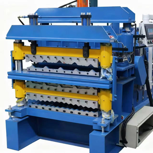 컬러 스틸 골판지 지붕 시트 및 철 루핑 제작을위한 자동 3 층 롤 성형 기계 - Product Image 1