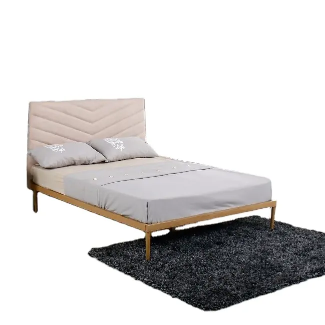 Meubles de chambre à coucher européens lits rembourrés Mobilier de maison moderne Cadre de lits en tissu bon marché