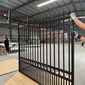 Cổng sắt sân vườn bền chắc, kiểu dáng trang trí, màu đen, 14/20ft, cửa đôi bằng sắt rèn - Product Image 6