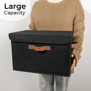 40 X 26 X 25.5 cm Fabric Wardrobe Organiser Storage Bins with Handles Foldable <b>Baskets</b> for Shelves Bedroom - Product Image 2