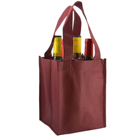 Vente en gros de sacs fourre-tout écologiques pliables pour cadeaux de vin sac de 6 bouteilles de vin non tissé