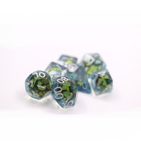 Dadu Resin Polihedral Mata Naga DND Laris Manis, Kristal D4 D6 D8 D% D10 D12 D20 Desain Mata Naga Hijau Kristal Bening Baru