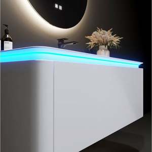 Modern Light Matte Grey Laundry and <b>Bathroom</b> Cabinets - Product Image 2