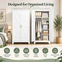 Armoire Moderne en Acier à 2 Portes, Penderie Métallique avec Tringle et Étagères, Rangement Autonome pour Chambre et Maison