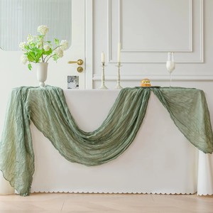 <span class=keywords><strong>Chemin</strong></span> <span class=keywords><strong>de</strong></span> <span class=keywords><strong>table</strong></span> romantique en voile transparent plissé pour la décoration <span class=keywords><strong>de</strong></span> réceptions <span class=keywords><strong>de</strong></span> mariage, fêtes et décoration intérieure rustique bohème - Product Image 5
