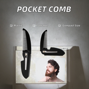 Petit peigne pliant de poche pour hommes Nouveau mode peigne commun à poignée en plastique pour usage domestique pour barbes et boucs - Product Image 2