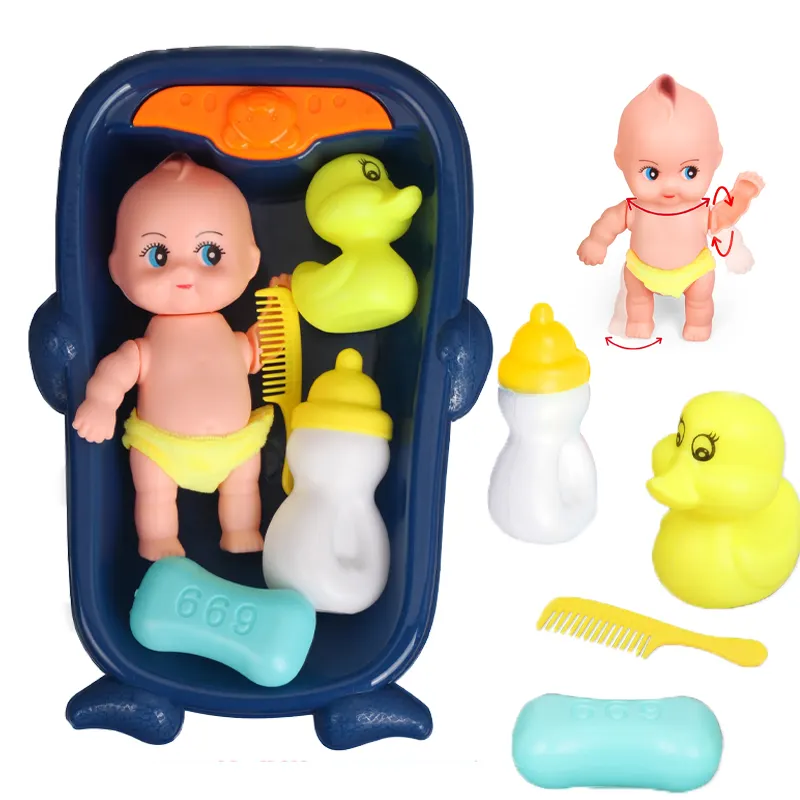 Qs 2023 xu hướng sản phẩm 13cm bơi búp bê bồn tắm vòi hoa sen nhựa bé tắm đồ chơi cho trẻ em