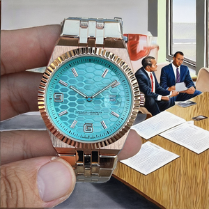 Nouvelle montre <span class=keywords><strong>mécanique</strong></span> automatique de luxe 2025 avec logo personnalisé, boîtier carré <span class=keywords><strong>en</strong></span> acrylique, cadran à aiguilles d'alarme et affichage lumineux de la date - Product Image 2