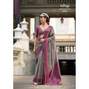 El último diseñador suave algodón impreso trabajo Saree por FabZone - Product Image 1