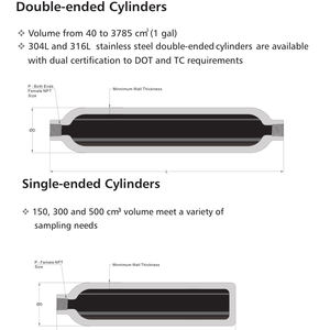 Sıcak satış TPED Swagelok tipi 500 CC örnek toplama silindir SULFINERT örnek silindirler - Product Image 5