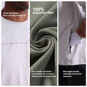 Magliette da Uomo Traspiranti Casual a Maniche Lunghe con Collo Tondo per Fitness e Palestra, Asciugatura Rapida, Anti-UV, Tinta Unita per Corsa - Product Image 2