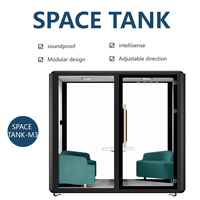 Cabine de bureau insonorisée moderne M3 modulaire mobile avec roulettes en aluminium, porte vitrée, éclairage LED et panneau acoustique pour entrepôt/salon