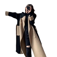 Manteau en laine double face pour femme, printemps-automne, épaissi, coupe ajustée, nouvelle couleur, chaud, en tissu de laine teinte cachemire, vente en gros