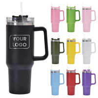 Vaso Térmico Personalizado con Logotipo, 40 Oz, de Acero Inoxidable, con Asa, Tapa y Pajita para Impresión